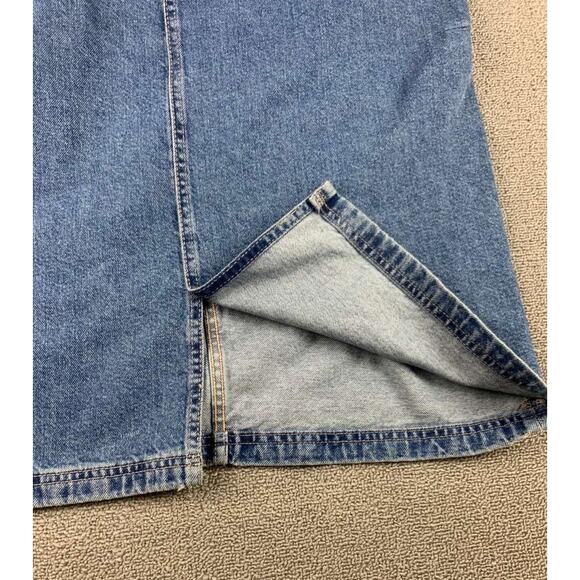 Zara Denim Cargo Skirt Women L Blue Maxi Utility Pockets Long Modest Washed - Picture 6 of 8